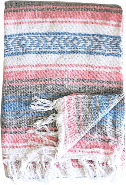 Del Mex Classic Mexican Blanket, Large Authentic Woven Falsa Throw (70"x50"), Artisan Southwest