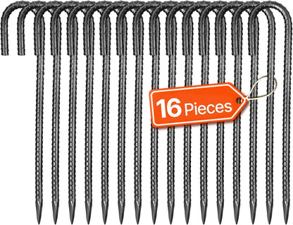VEVOR Rebar Stakes, 12-Inch, Heavy-Duty 0.4 in Diameter J Hook, Galvanized Steel Ground Anchors