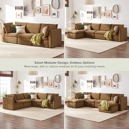 mopio Oversized Modular Sectional Sofa with Fully Removable Covers and Storage, Convertible U