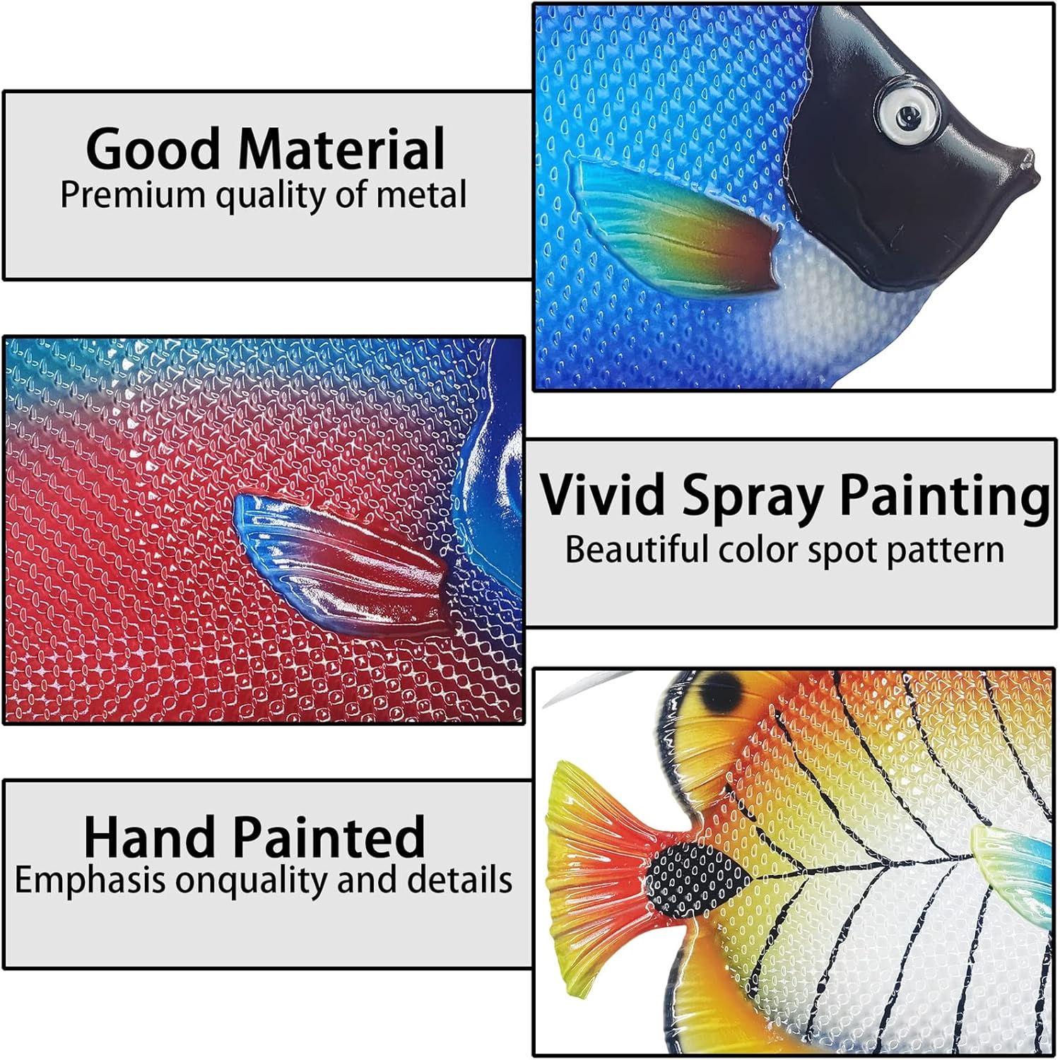 John's Studio Metal Fish Sea Wall Decor Outdoor Garden Hanging Art Sculptures Home Ocean Theme