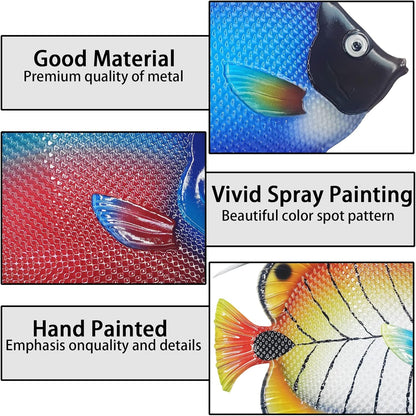John's Studio Metal Fish Sea Wall Decor Outdoor Garden Hanging Art Sculptures Home Ocean Theme