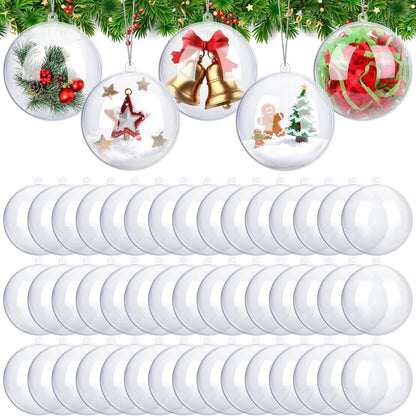 ANVAVO 50 Pieces 10 cm Christmas Clear Plastic Fillable Ball Ornaments DIY Craft Transparent