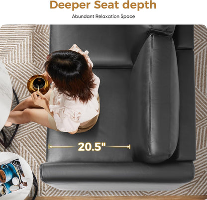Faux Leather Oversized Accent Chair with Storage Deep Seat Single Sofa Large Reading Armchair for
