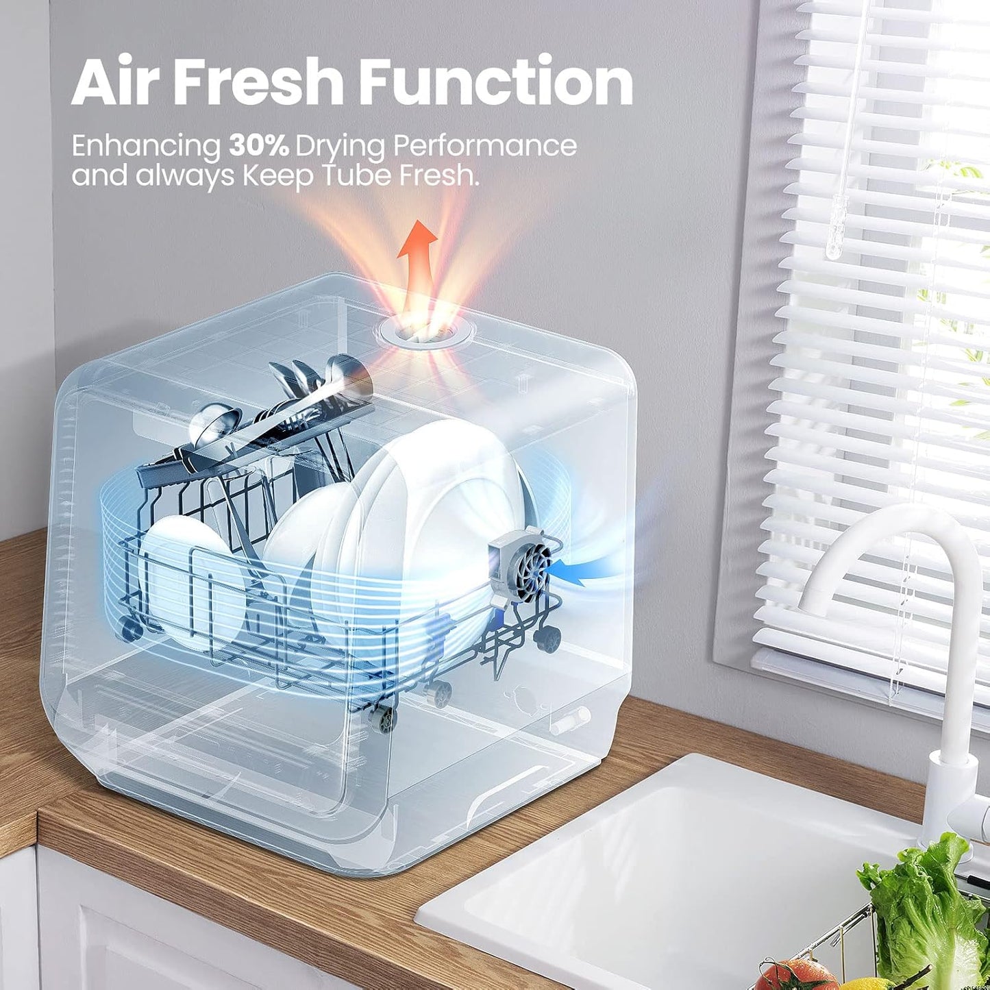COMFEE' Portable Mini Dishwasher Countertop with 5L Built-in Water Tank for Apartments& RVs, No