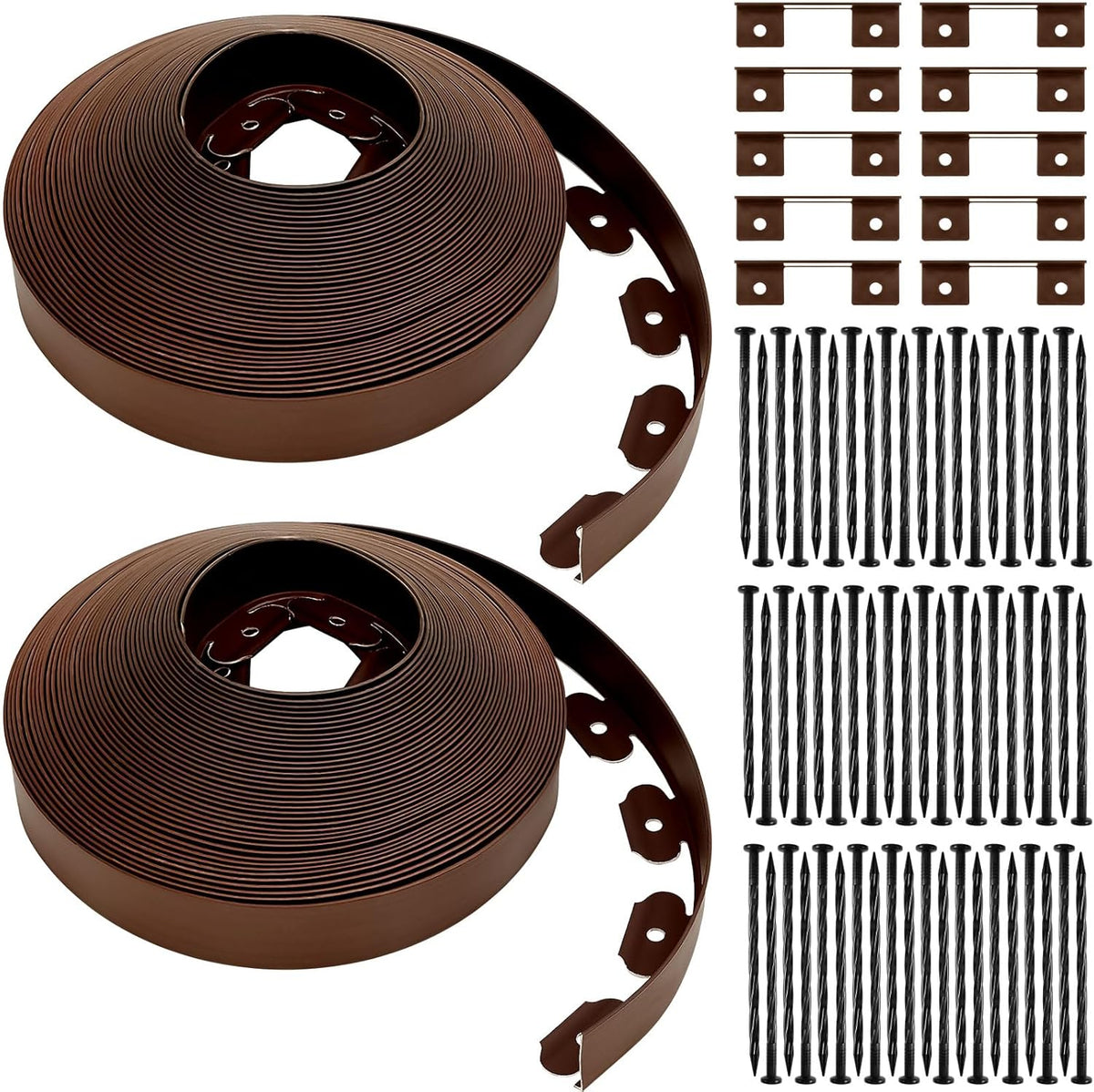 Sasylvia 2'' x 200' Landscape Edging Kit Edging Border Coil Include Anchoring Spikes 10 Connectors