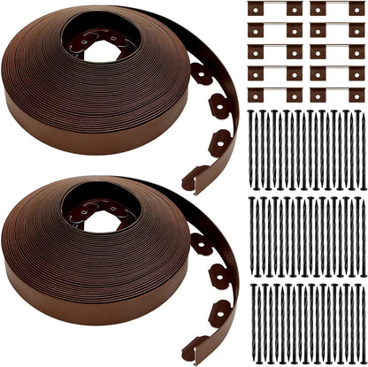 Sasylvia 2'' x 200' Landscape Edging Kit Edging Border Coil Include Anchoring Spikes 10 Connectors