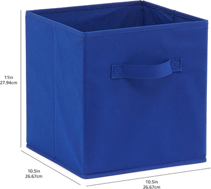 Amazon Basics Cube Organizer Storage Bins Handles, Collapsible Fabric, Pack of 6, 10.5"x10.5"x11"