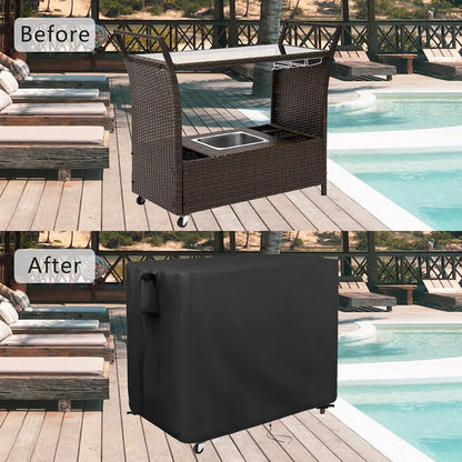 Kingling Outdoor Table Cover for Wicker Bar Cart, 44 Inch Waterproof Patio Bar Table Cover for