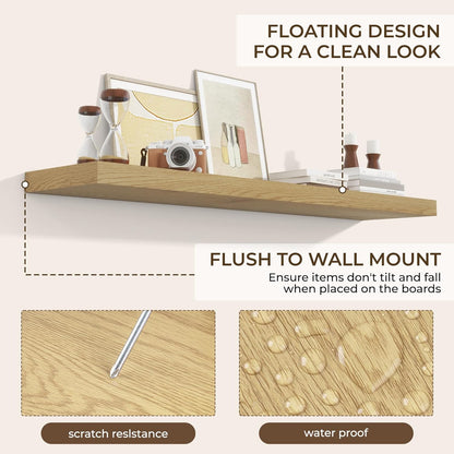 RICHFOCUS 55Inch Floating Shelves for Wall 2 Pack Shelves for Bedroom|Kitchen|Bathroom Wall Mounted
