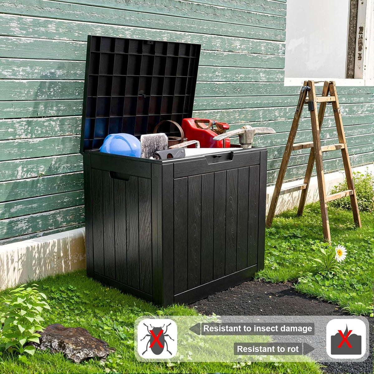 30 Gallon Outdoor Deck Box,Storage Lockable Waterproof Patio Furniture,Garden Tools,Cushions,Pool