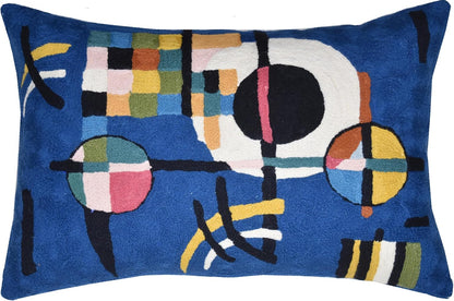 Lumbar Kandinsky Blue Modern Pillow Cover - Counterweights Mid-Century Chair Cushions Blues