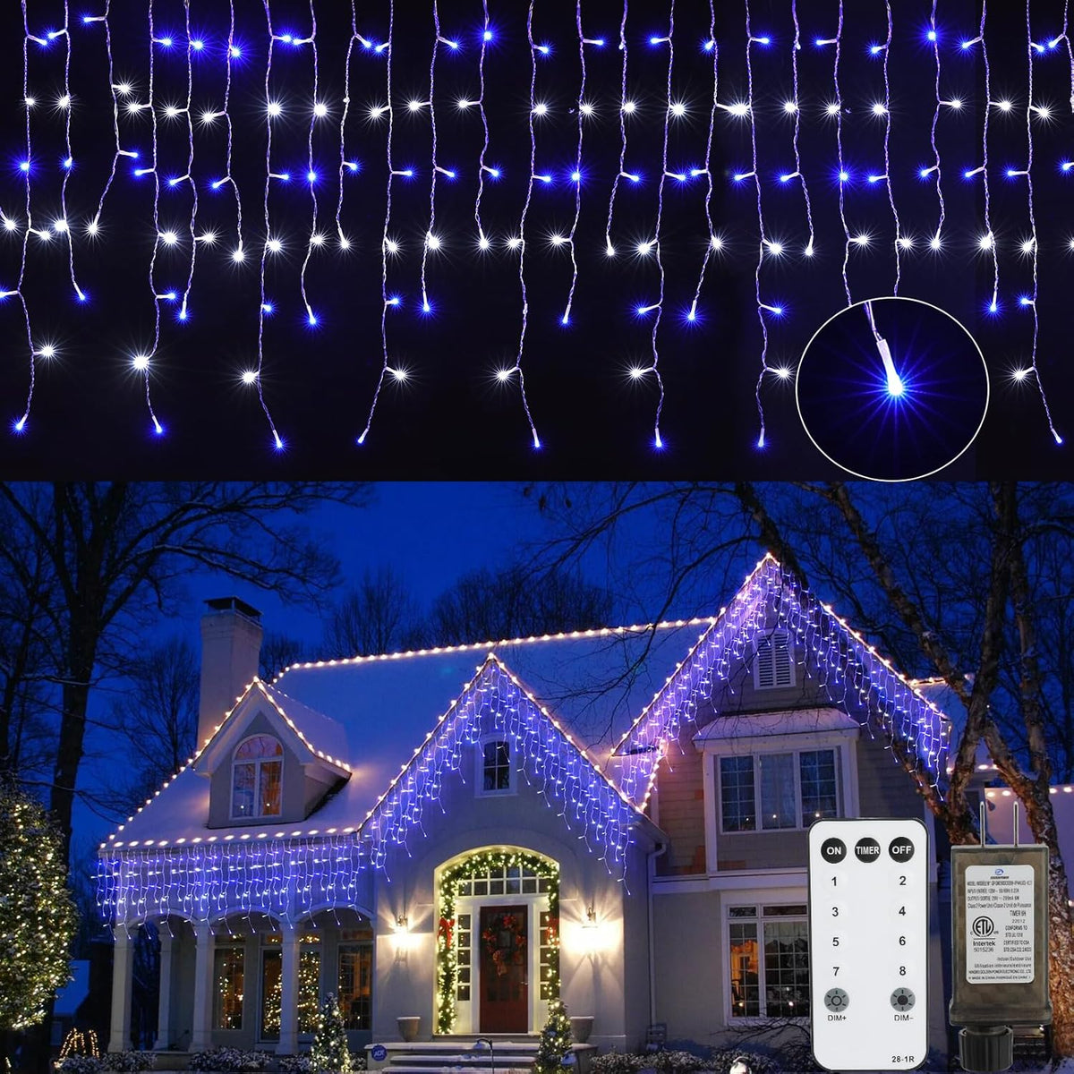 Brightown Icicle Lights Outdoor, 20Ft Christmas Lights with 30 Drops, 1125 LED Firecracker Icicle
