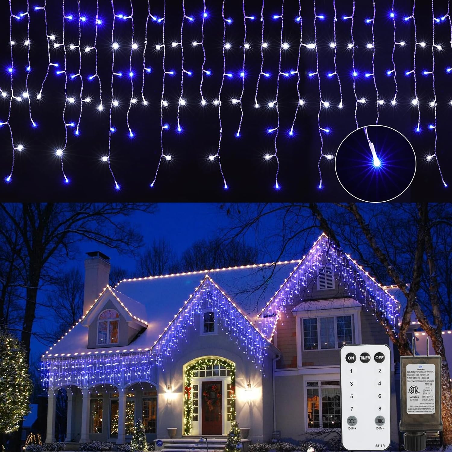 Brightown Icicle Lights Outdoor, 20Ft Christmas Lights with 30 Drops, 1125 LED Firecracker Icicle