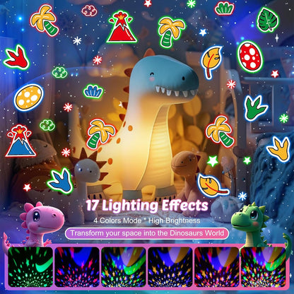 Dinosaur Night Light Projector for Kids Pink Dino Toys for Boys, Star Night Lights with Music and
