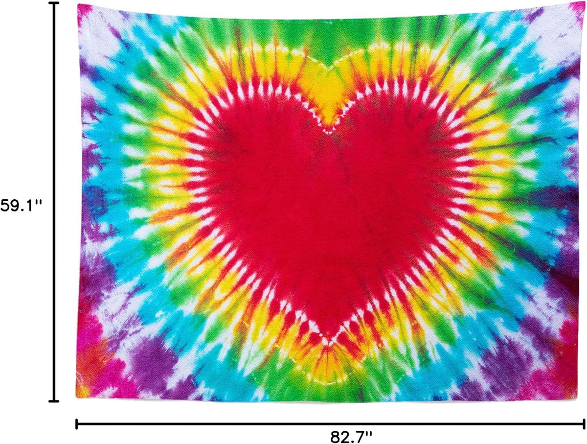 Loccor Colorful Tie Dye Tapestry Rainbow Heart Tie Dye Watercolor Wall Hanging Abstract Hippie Wall