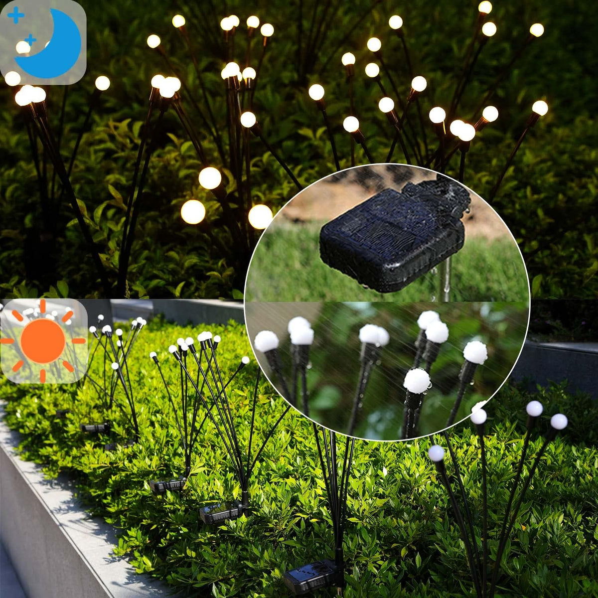 Solar Garden Lights Outdoor, 4 Pack Firefly Swaying Lights, Waterproof Garden Decor for Yard Patio