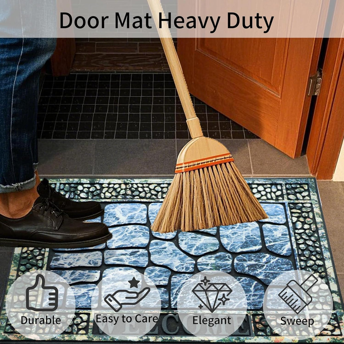 Door Mat Welcome Mat, Heavy Duty Door Mat 23.6 x 35.4 Inch Front Door Mat Rug Doormat for Outdoor