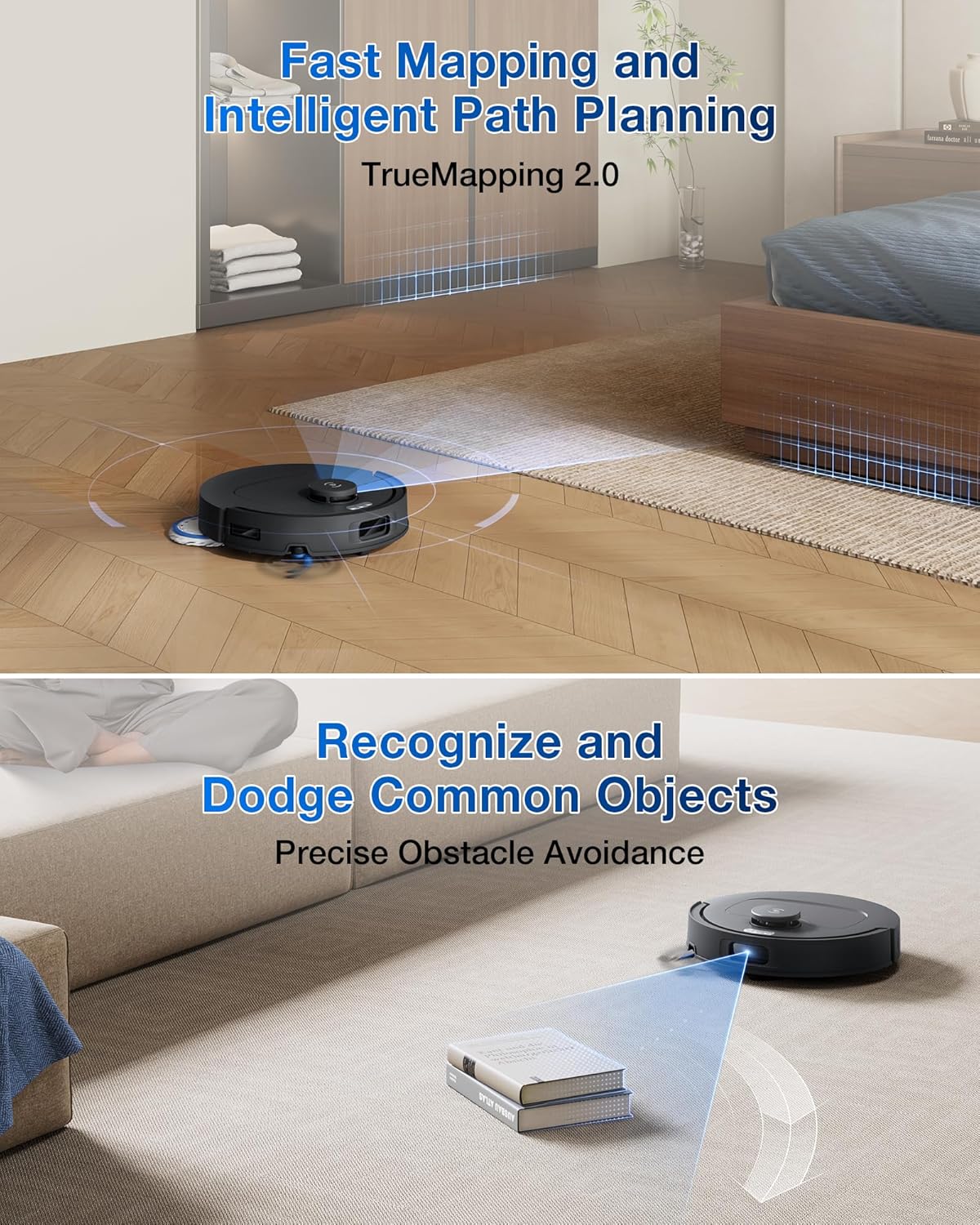 ECOVACS DEEBOT T30C Robot Vacuum and Mop, 20,000Pa Suction, TruEdge Adaptive Edge Mopping