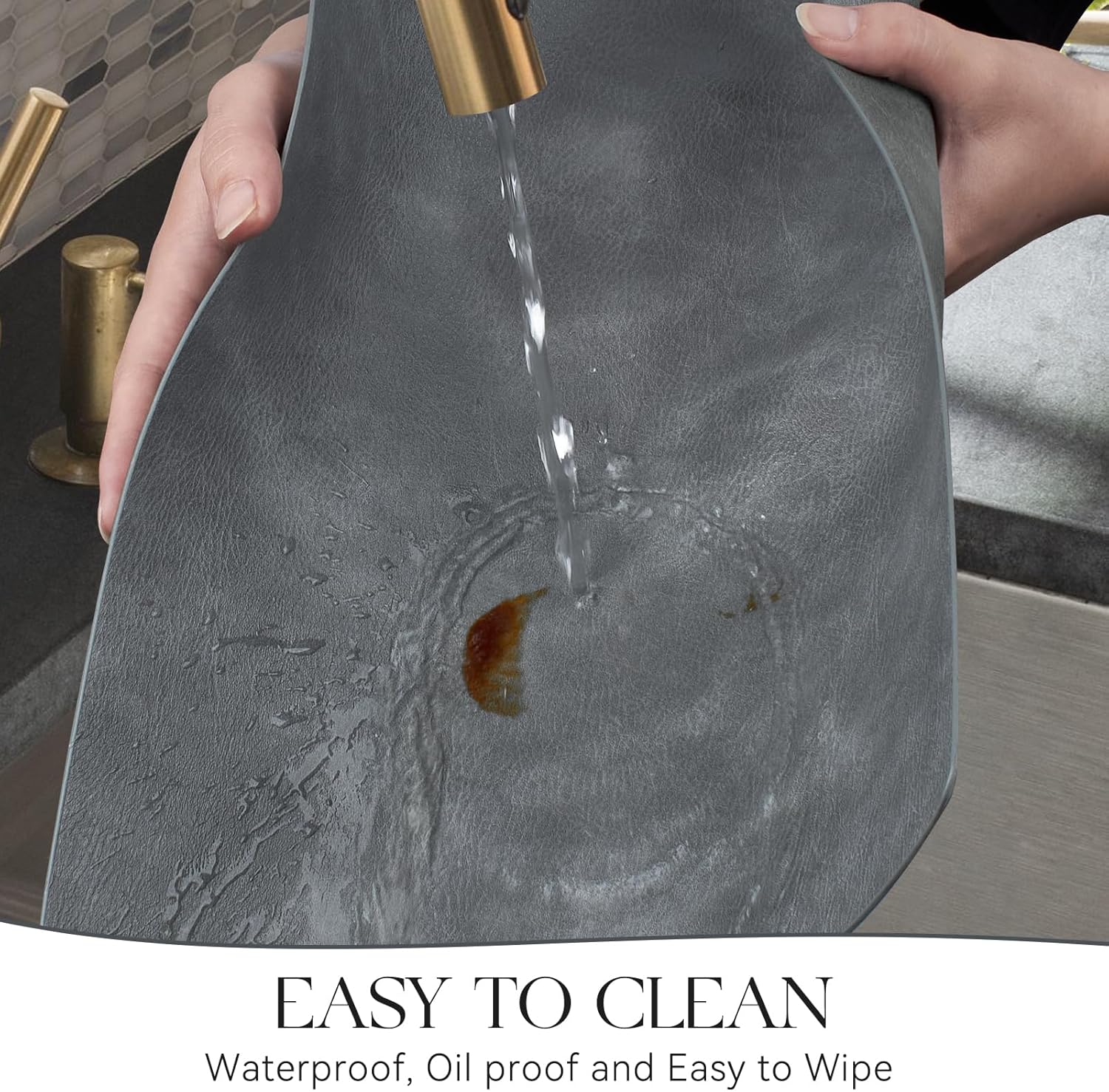 MOSAYT Vinyl Placemats Set of 8-12 X 17 Inch - Faux Leather 100% Waterproof Oil-Proof Wipeable PU