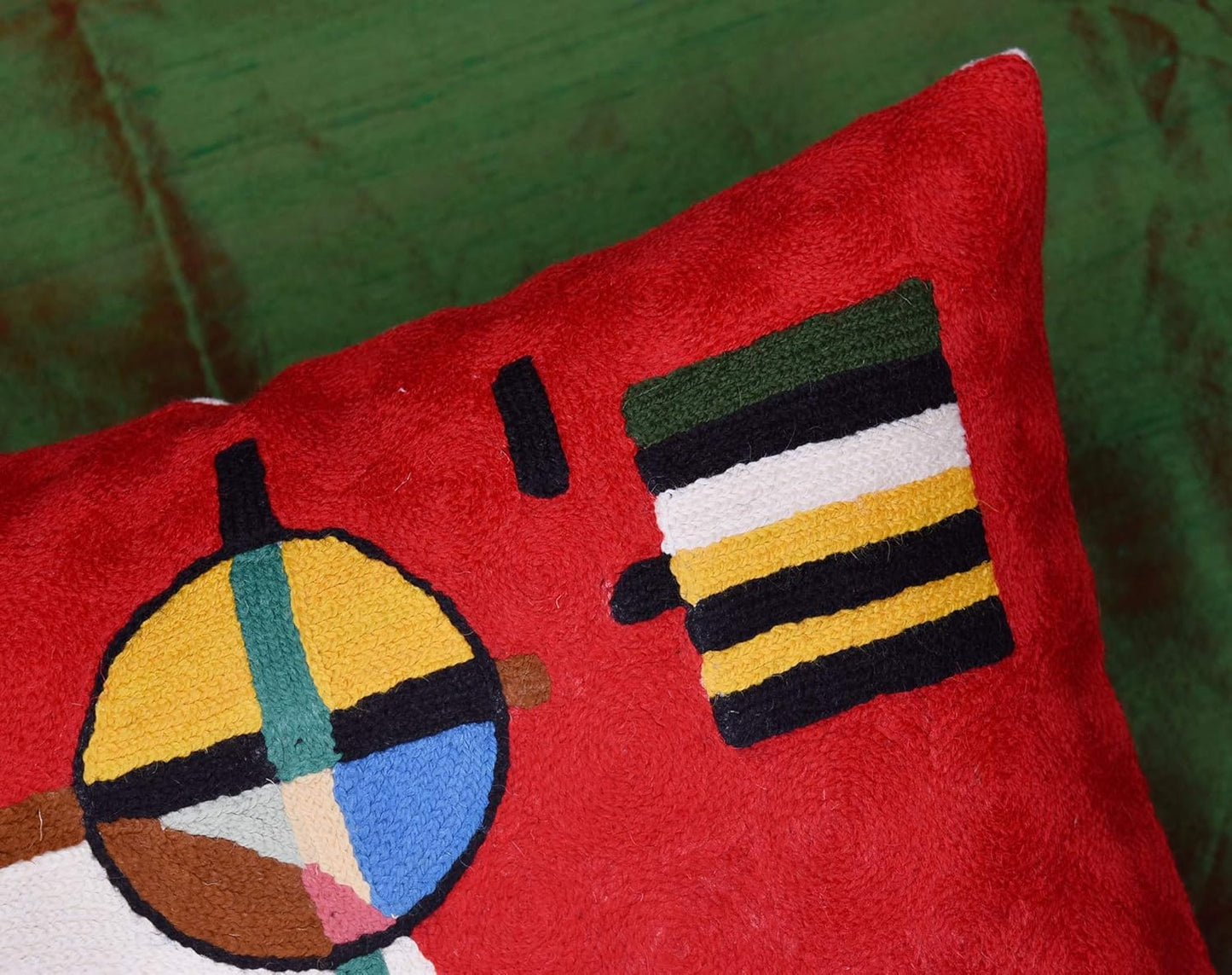 Modern Throw Pillow Cover - Kandinsky Inspired Abstract Pattern - Red - 18" x 18" - Hand