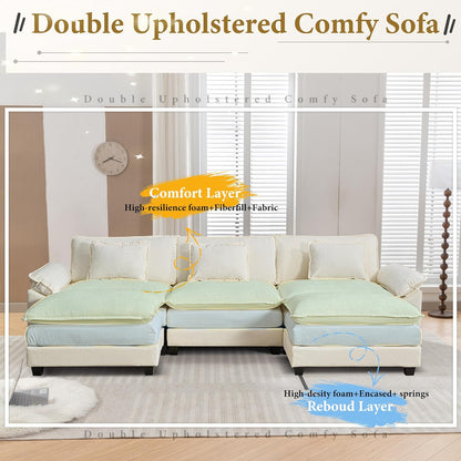 URRED Modular Sectional Sofa Comfy Cloud Couch, Modern Chenille Sofa Sleeper Deep Seat Couches with