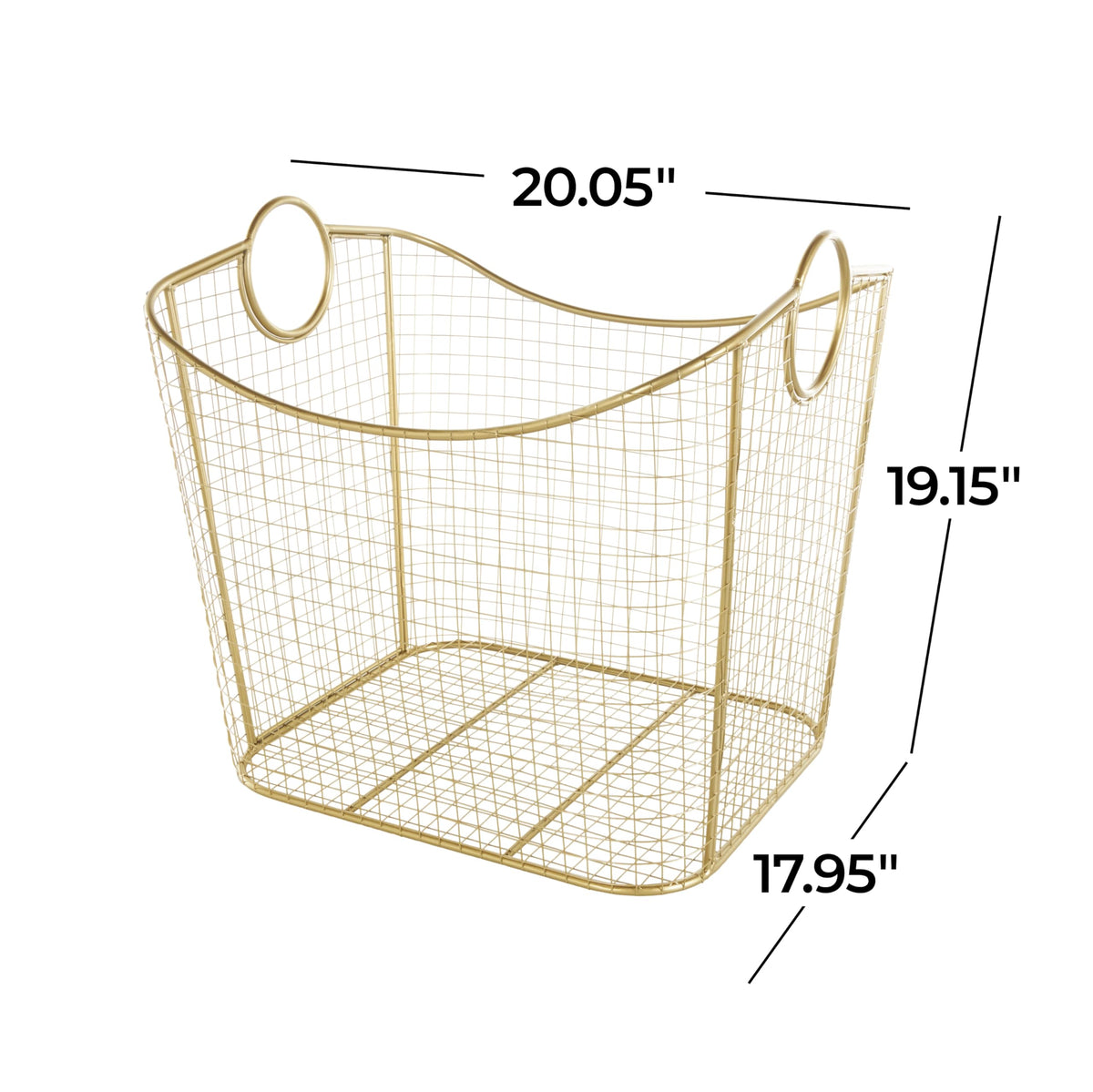 Deco 79 Metal Storage Basket, Basket 20" x 18" x 19", Gold
