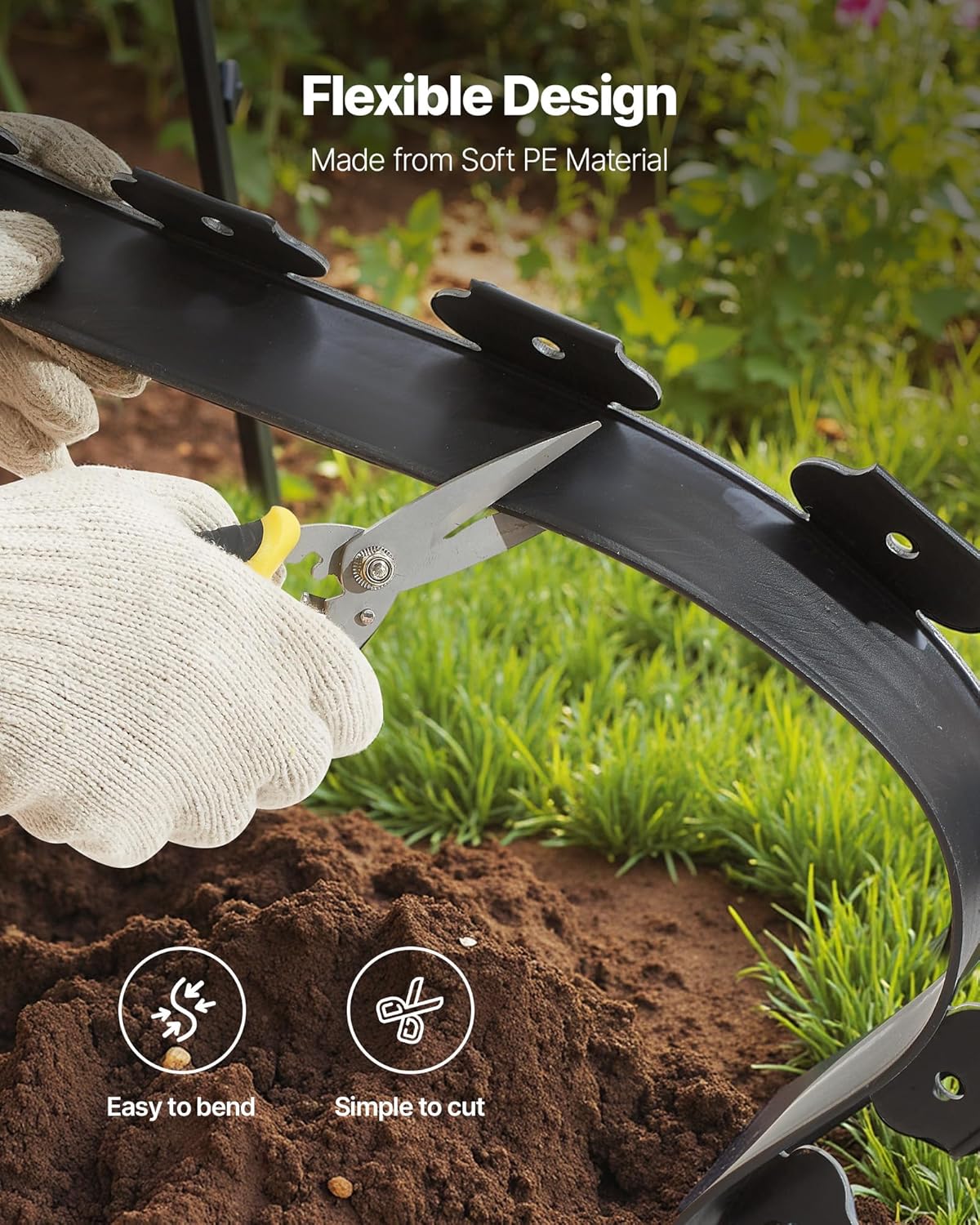 VEVOR Landscape Edging, 20 ft x 2 in Plastic Garden Border Edging with 120 Spikes, No Dig, Flexible