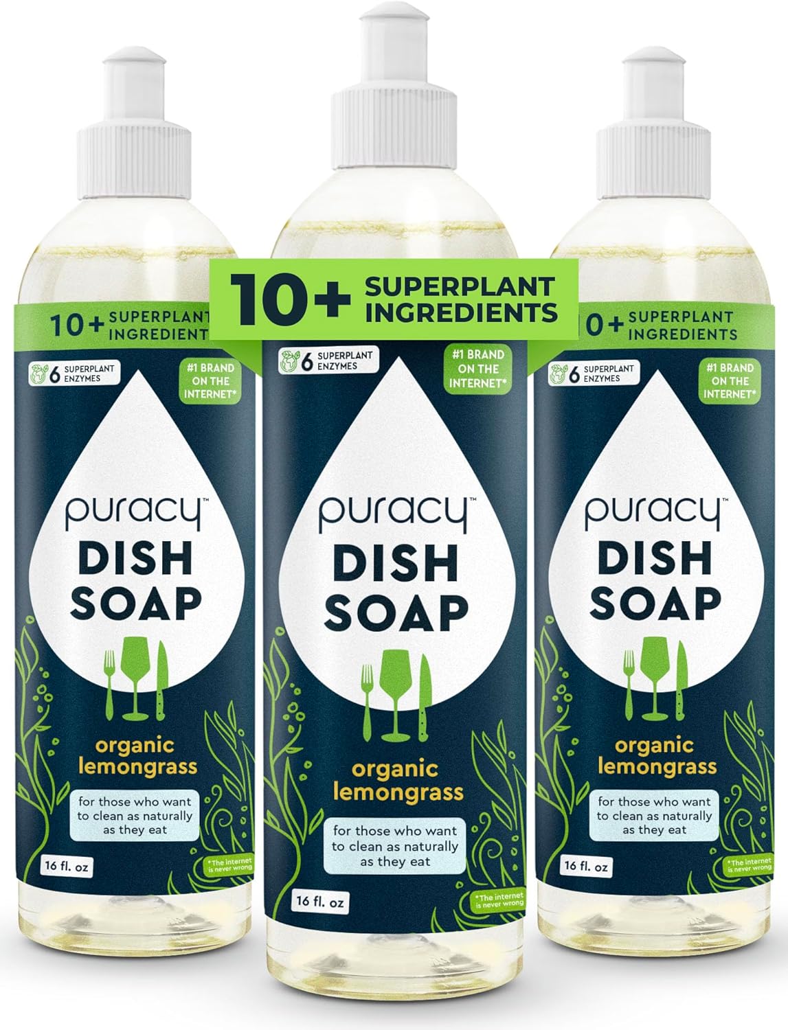 Puracy Natural Dish Soap Packs - Skin-Softening Plant-Based Dishwashing Soap, Non-Toxic Dish Soap