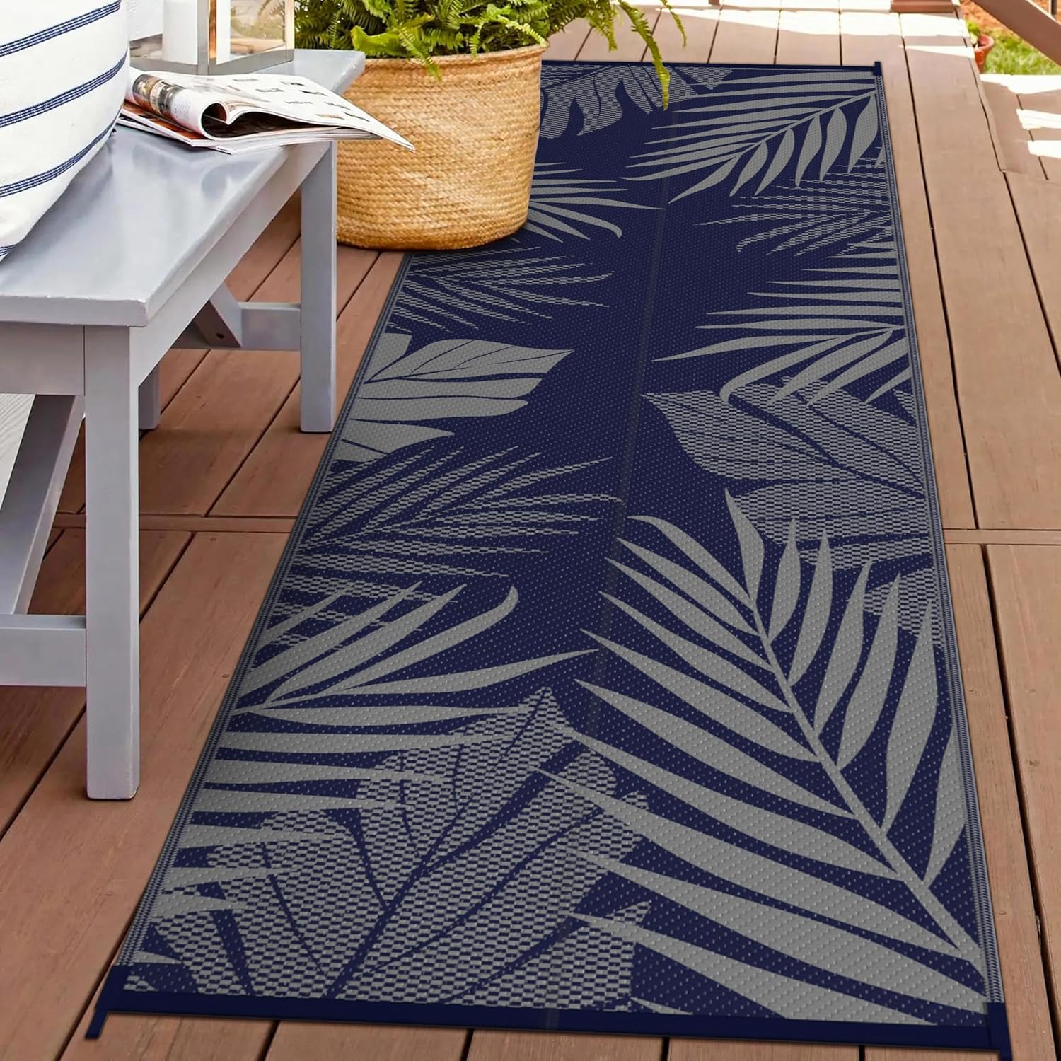 GENIMO Outdoor Rug 2.5' x 8' Waterproof for Patios Clearance, Reversible Outdoor Plastic Straw
