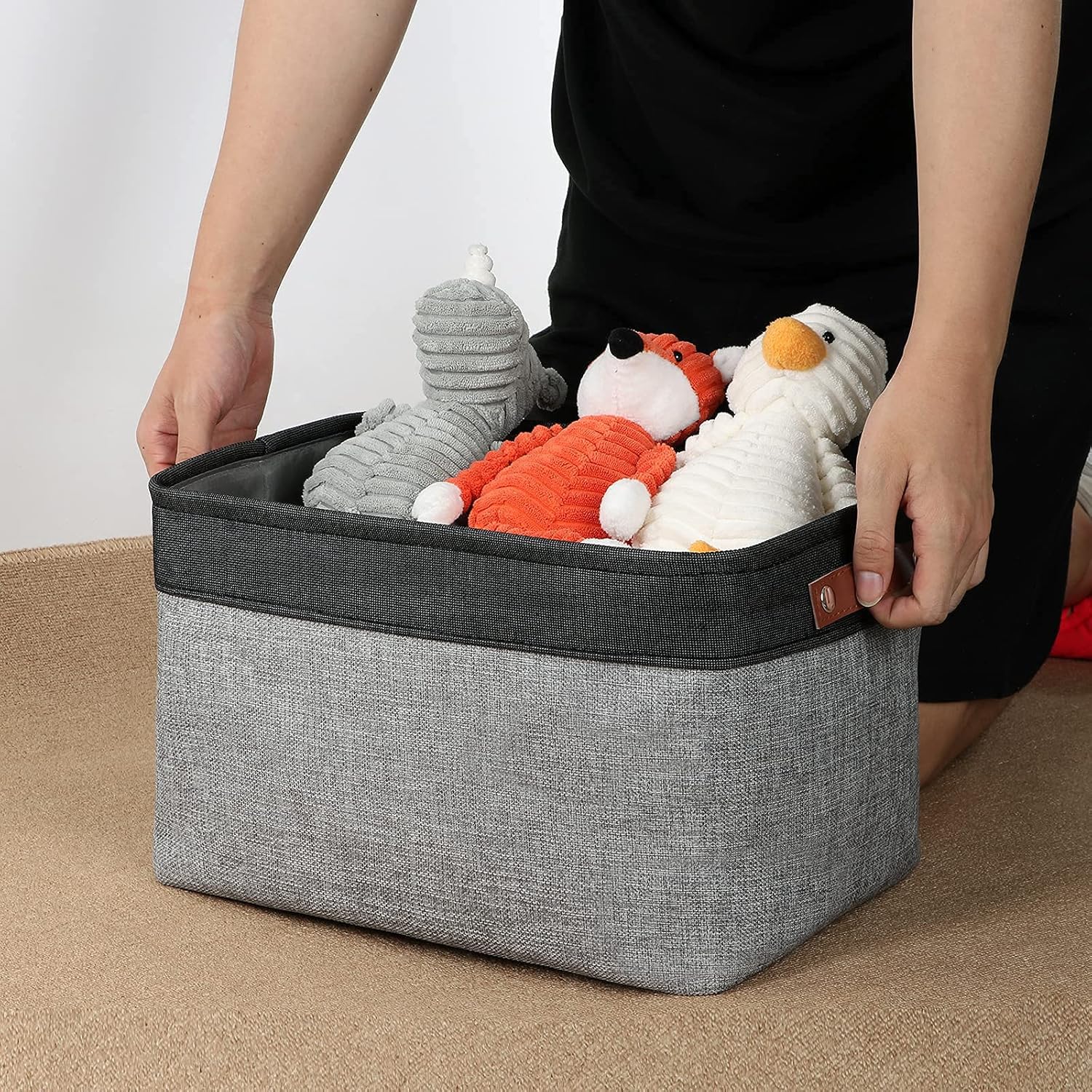 DULLEMELO Fabric Baskets for Storage, Rectangular Fabric Storage Bins Collapsible, Perfect for