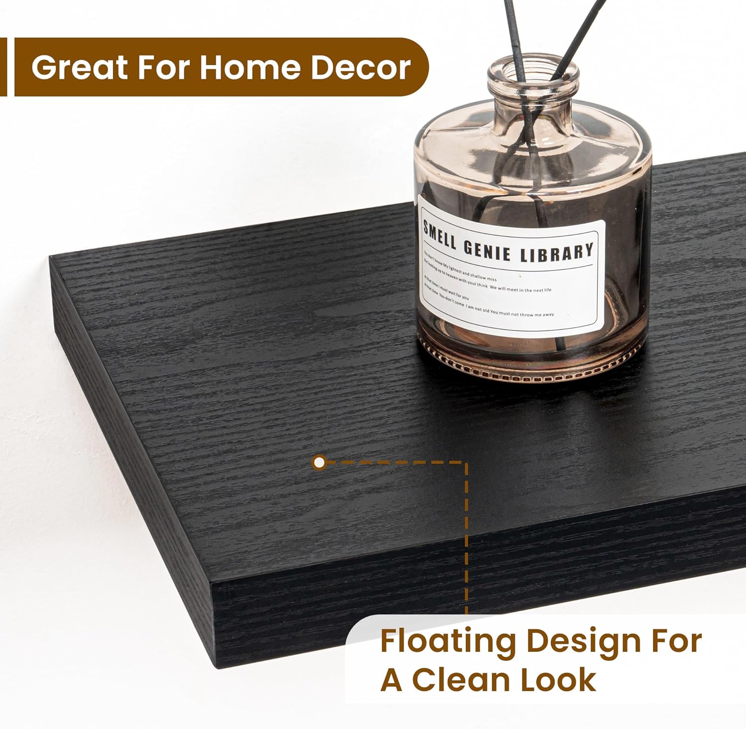 Fun Memories 40" Rustic Wood Floating Shelves with Invisible Brackets for Storage & Decor, Deep