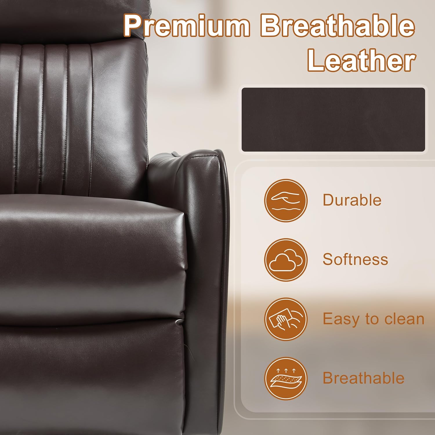 Manual Swivel Rocker Recliner Chair for Adults, Overstuffed Reclining Glider Chair for Nursing with