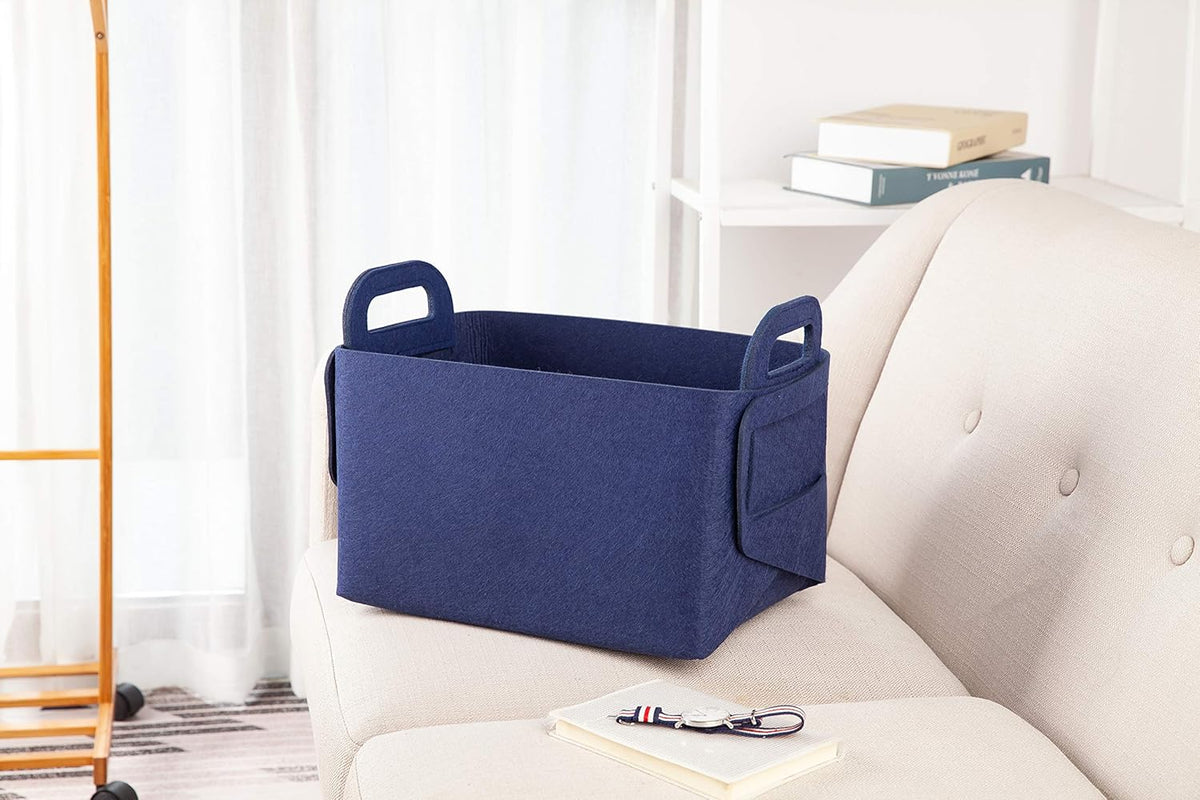 Minoisome Storage Basket Felt Storage Bin Collapsible& Convenient Box Organizer with Carry Handles