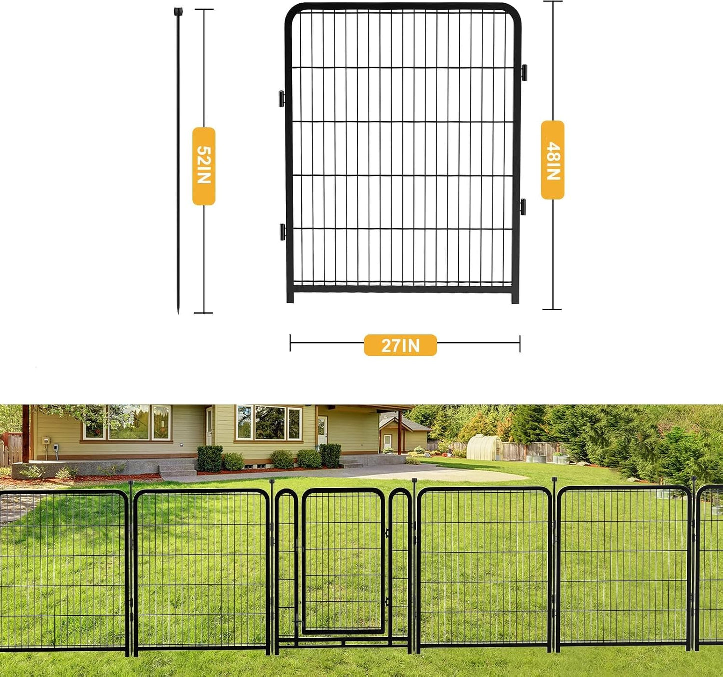 Garden Fence 40 Inch 14 Panels Without Gate, Total 31 Ft(L) Garden Fence for Yard and Dog, Black