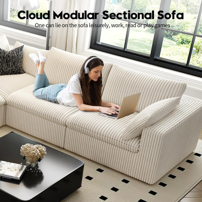 118" Cloud Couch Modular Sectional Sofa for Living Room,Modern Sofa with Deep Seat，L-Shape Boneless
