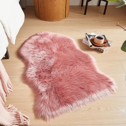 AMTOVO Faux Fur Rug, Blush Pink Small Area Rug, Fluffy Sheepskin Rug, Fuzzy Ultra Soft 2 x 3 ft