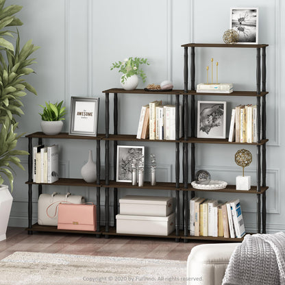 Furinno TURN-N-TUBE Storage Shelves, 3-Tier Book Shelf, Corner Shelf, Toolless Open Shelves, for