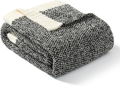 Snuggle Sac Heather Black Throw Blanket for Couch 50x70 inches, Super Soft Warm Blankets Cozy Knit