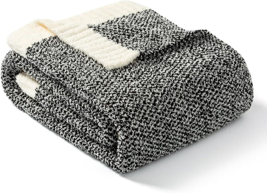 Snuggle Sac Heather Black Throw Blanket for Couch 50x70 inches, Super Soft Warm Blankets Cozy Knit