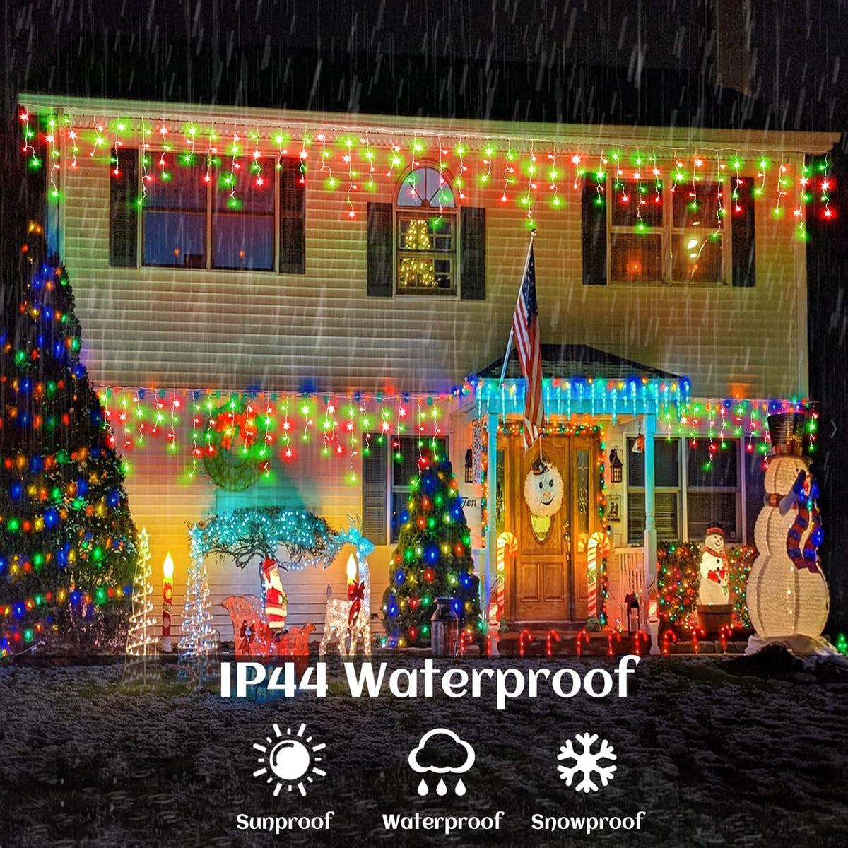 66ft Icicle Lights for Outside, Red and Green Christmas Lights Outdoor Indoor, 640 LED Twinkle