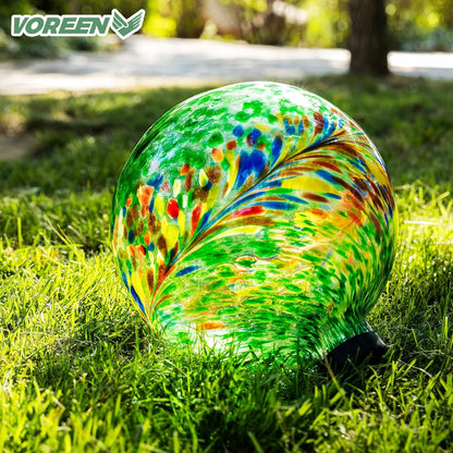 VOREEN 10-Inch Glass Gazing Ball, Outdoor Gazing Globe, Reflective Ball Yard Decoration for Homes