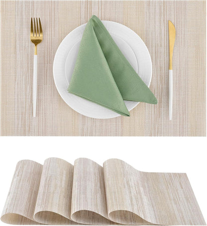 Leetaltree Lightsteel Beige with Yellow Placemats Set of 4 - Heat Resistant Non-Slip Place mats for