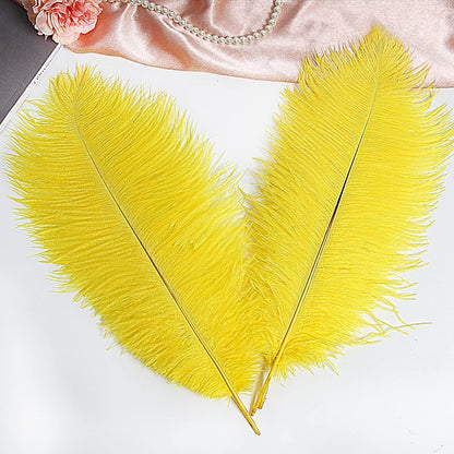 THARAHT Yellow Ostrich Feathers 12pcs Large Natural Bulk 14-16Inch 35cm-40cm for Wedding Party