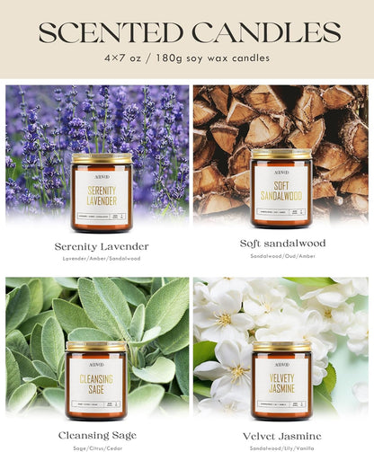 AOOVOO Candle Set - 4PC Scented Candles, 28 oz Soy Candles, Soy Candle for Home Scented