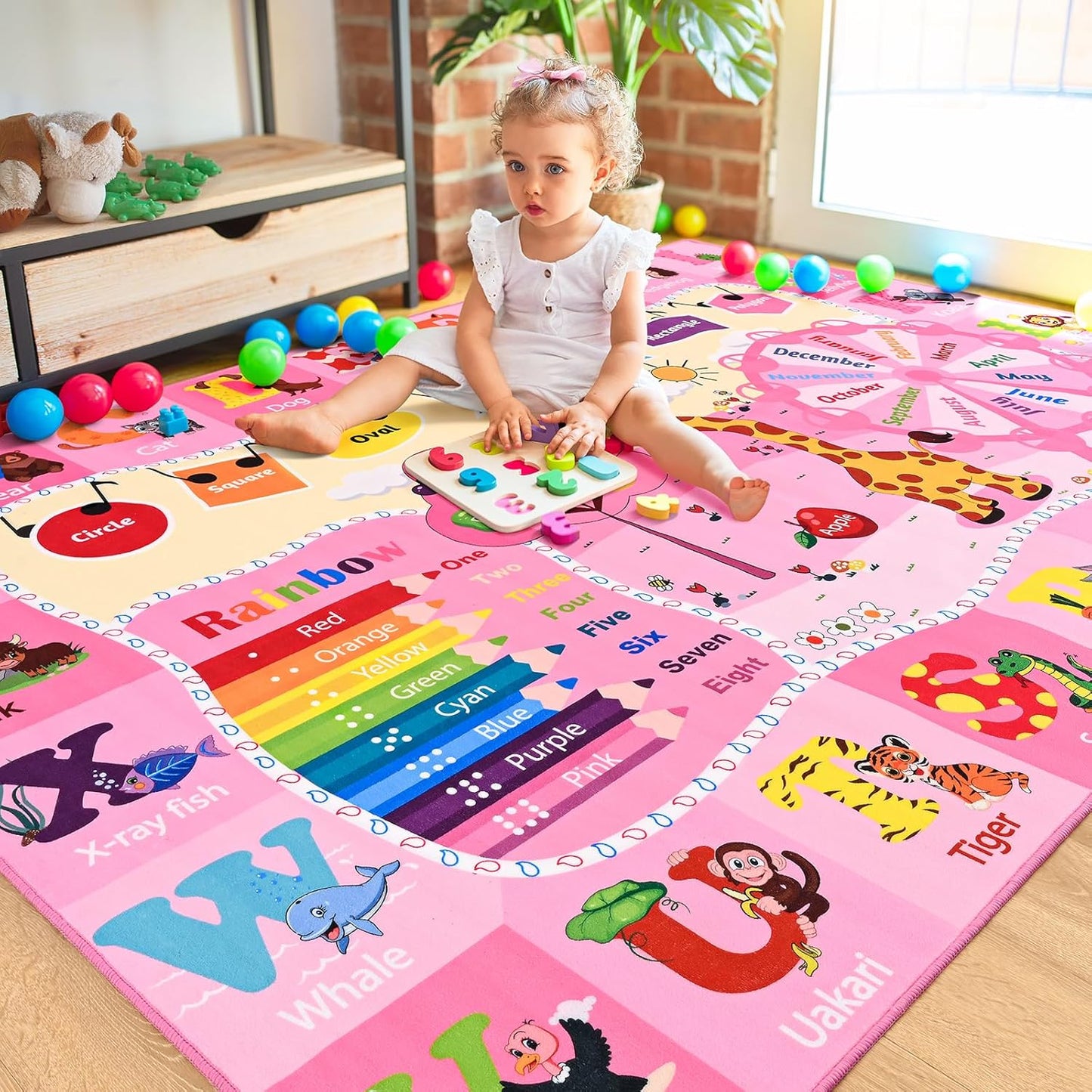 Kids Rugs for Playroom Bedroom Classroom Nursery, Non-Slip and Washable Rugs for Children Toddlers