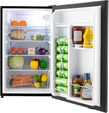 RecPro 3.3 Cu Ft 12V RV Refrigerator | Black Fridge with Adjustable Shelves, 18-Can Door Storage