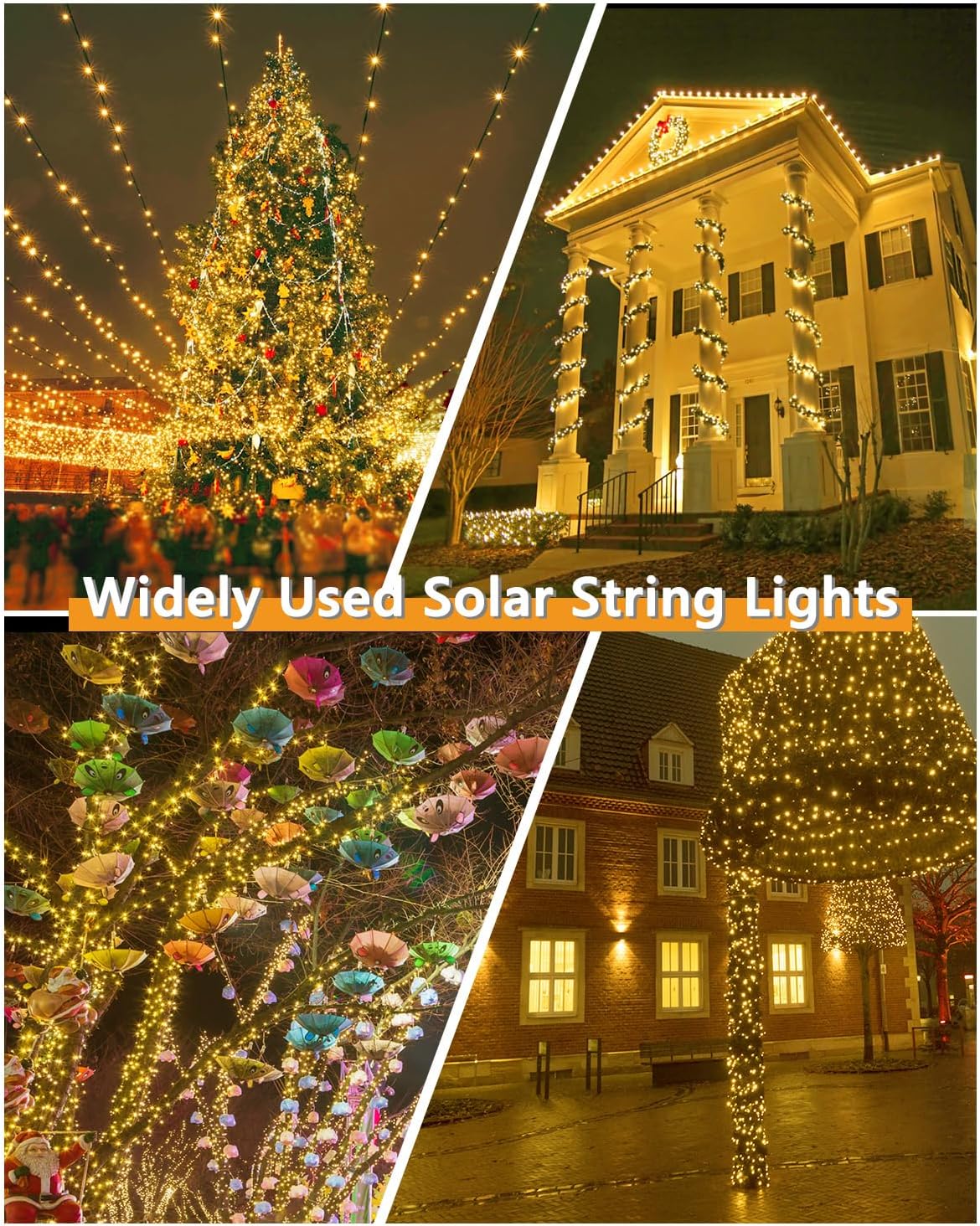 Upgrade Solar String Lights for Outside 2 Pack Total 180FT 500LED Solar Christmas Lights Outdoor