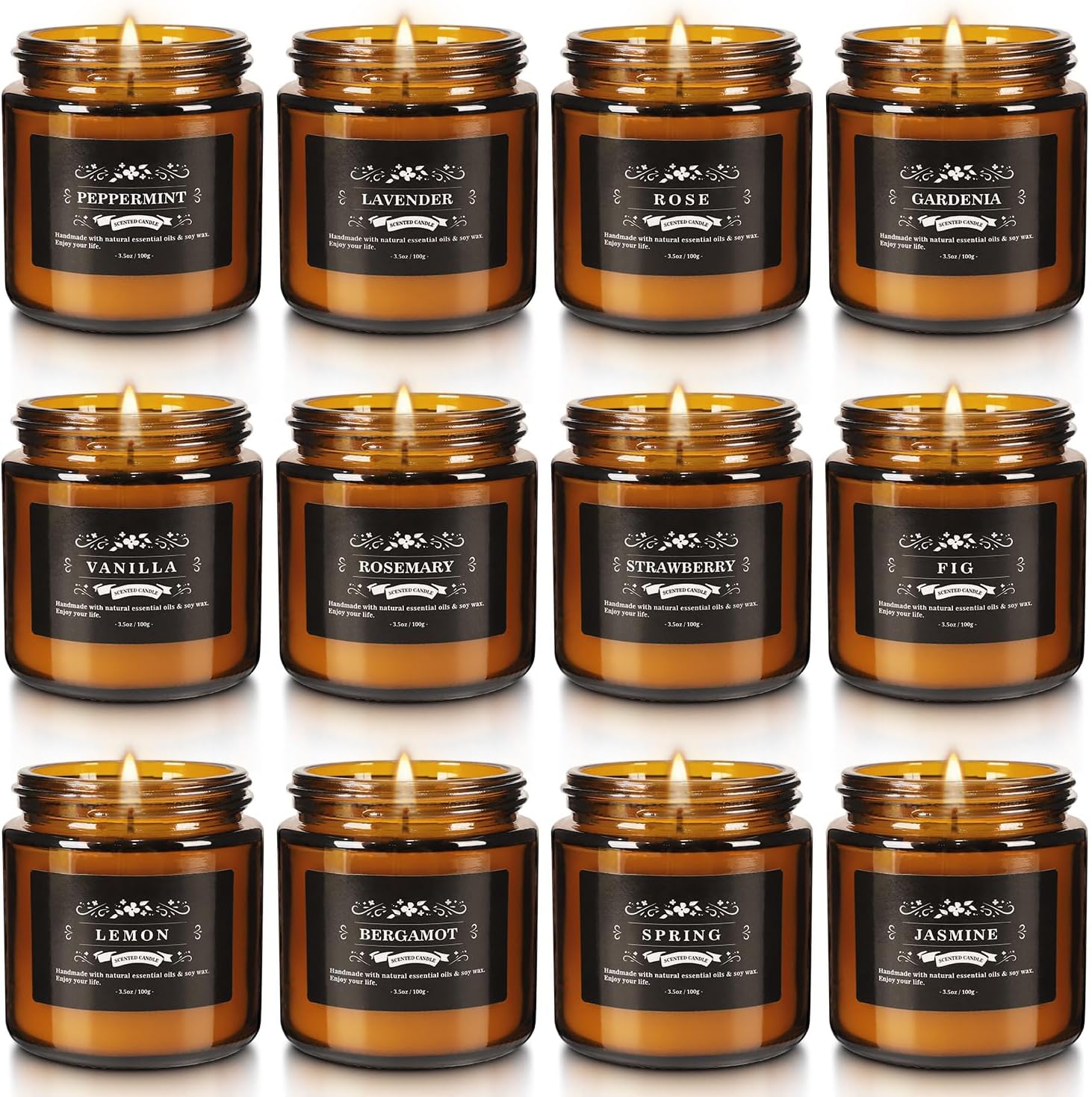 Scented Candle Set 12 Pack, Candle for Home Scented, Odor Eliminating, Stress Relief, Long Lasting
