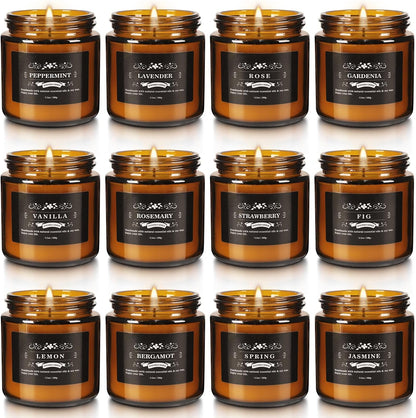 Scented Candle Set 12 Pack, Candle for Home Scented, Odor Eliminating, Stress Relief, Long Lasting