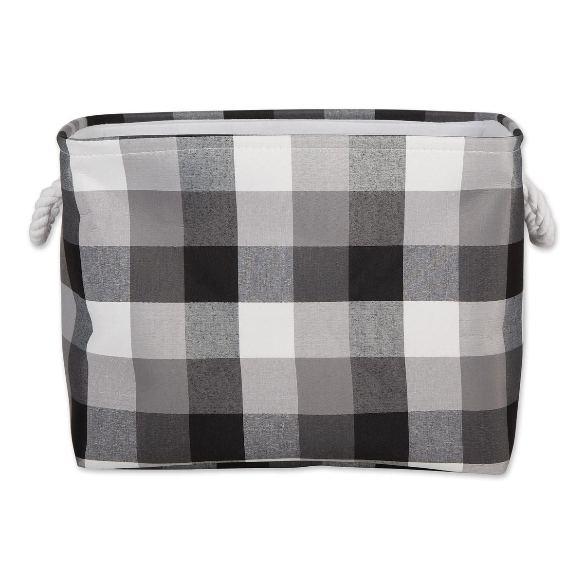 DII Buffalo Check Storage Bin, Medium Rectangle, 16x10x12, Tri Color Black